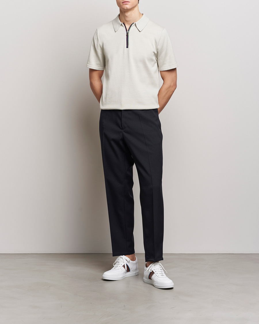 Uomini | Polo | PS Paul Smith | Striped Half Zip Polo Light Grey