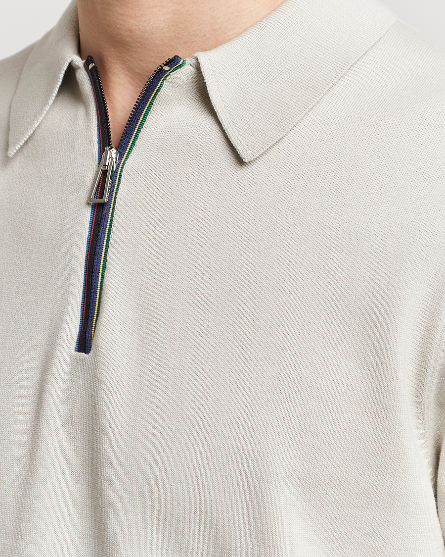 Uomini | Polo | PS Paul Smith | Striped Half Zip Polo Light Grey