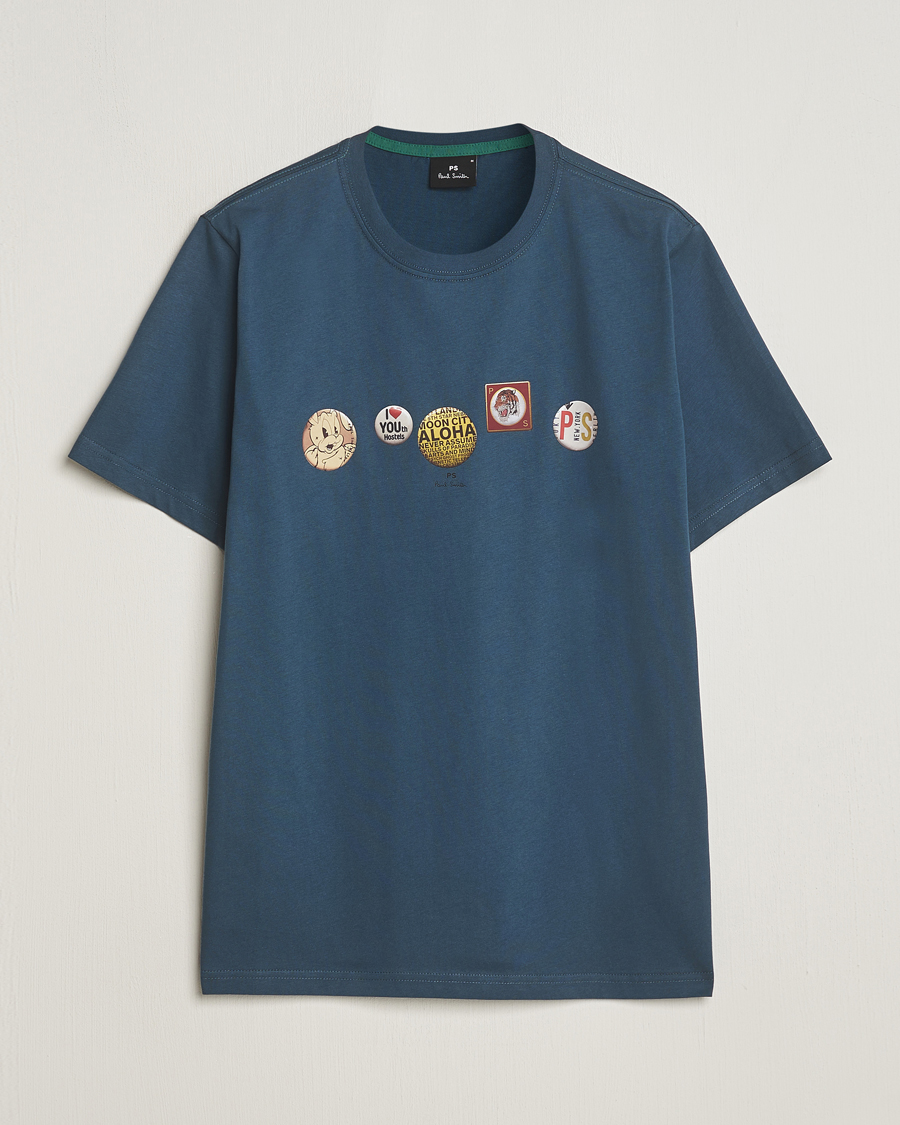 Uomini | T-shirt | PS Paul Smith | Organic Cotton Badges Crew Neck T-Shirt Blue