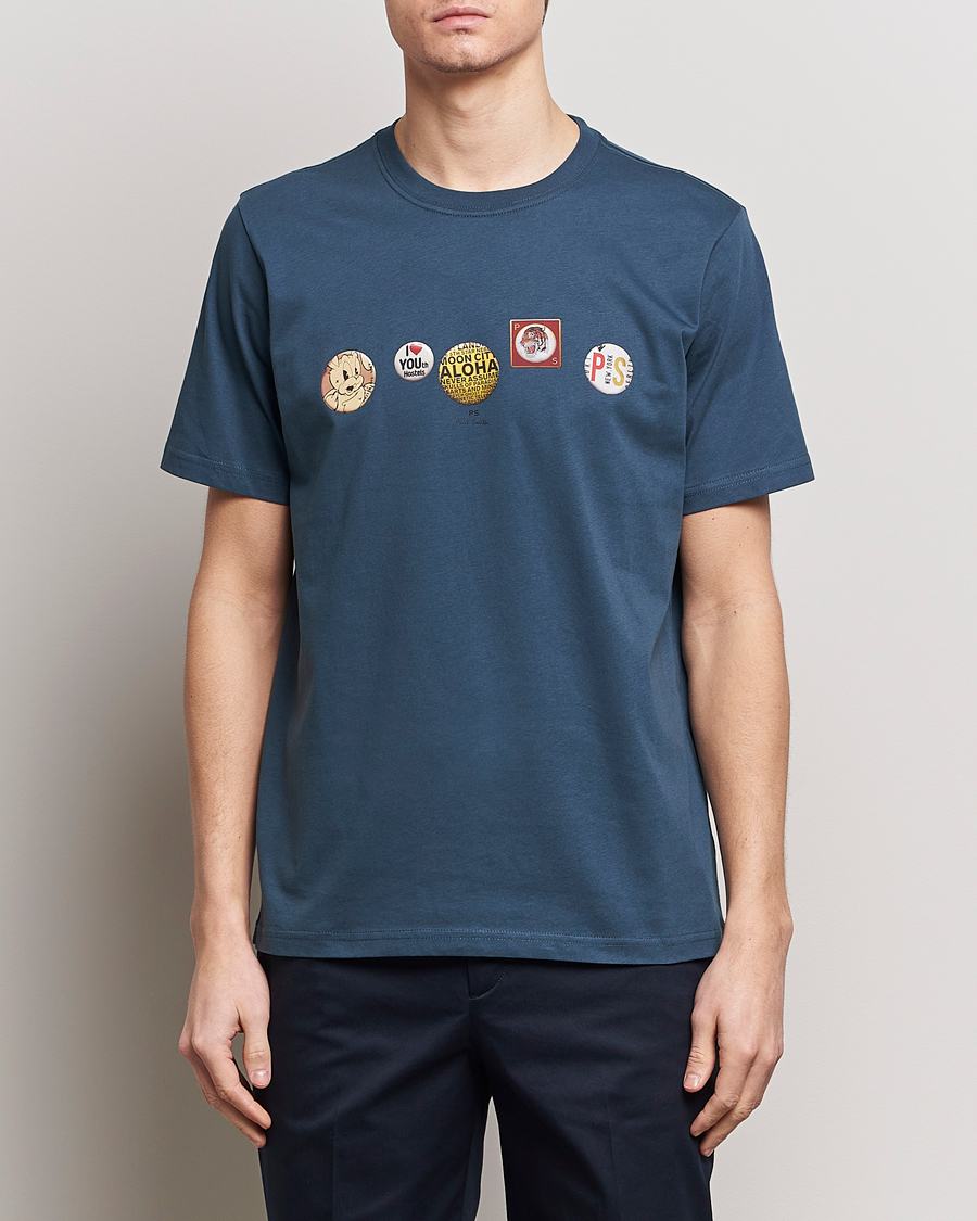 Uomini | T-shirt | PS Paul Smith | Organic Cotton Badges Crew Neck T-Shirt Blue