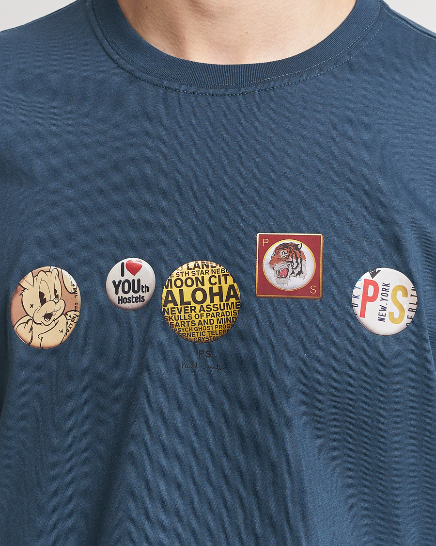 Uomini | T-shirt | PS Paul Smith | Organic Cotton Badges Crew Neck T-Shirt Blue
