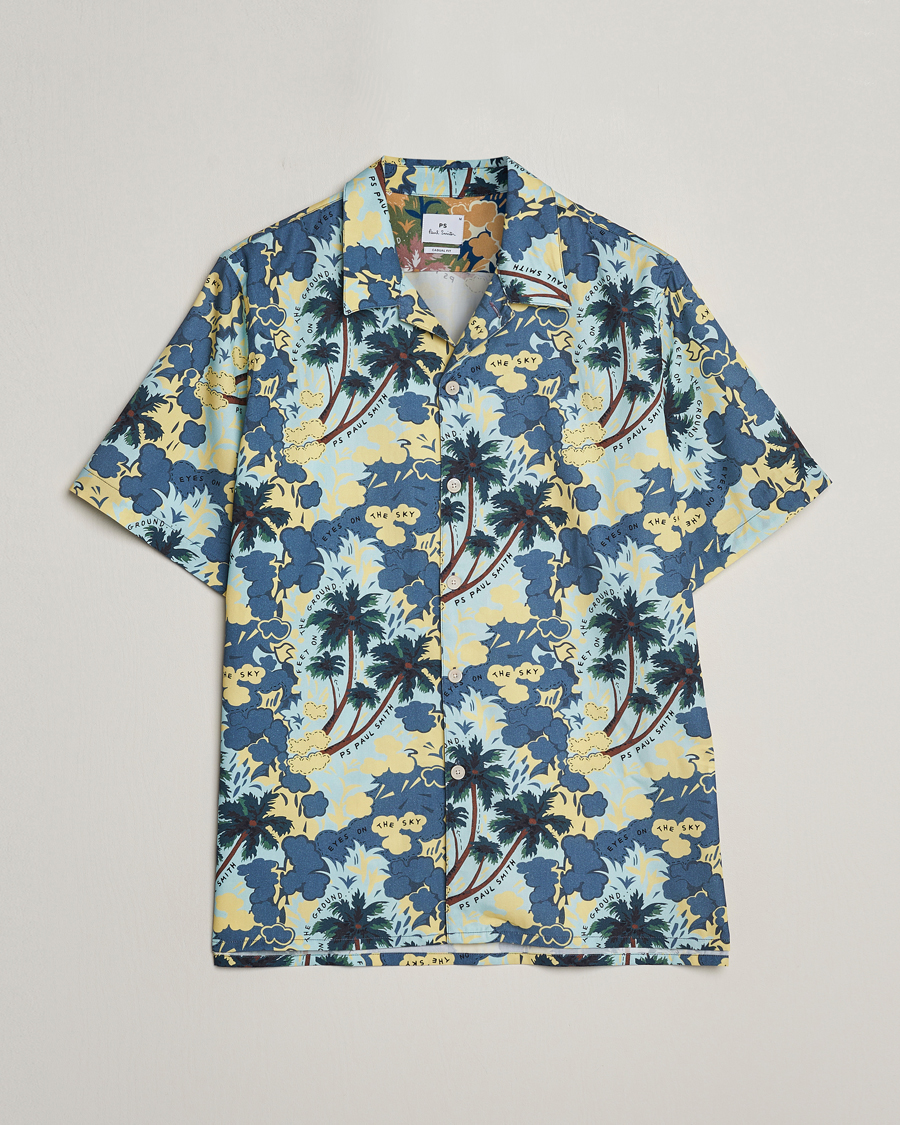 Uomini | Camicie | PS Paul Smith | Prined Flower Resort Short Sleeve Shirt Blue