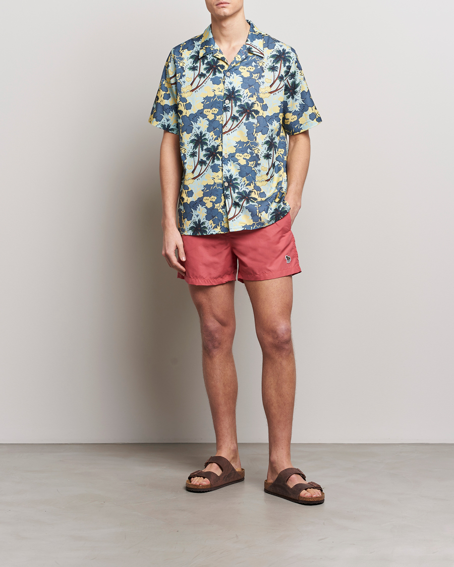 Uomini | Camicie | PS Paul Smith | Prined Flower Resort Short Sleeve Shirt Blue