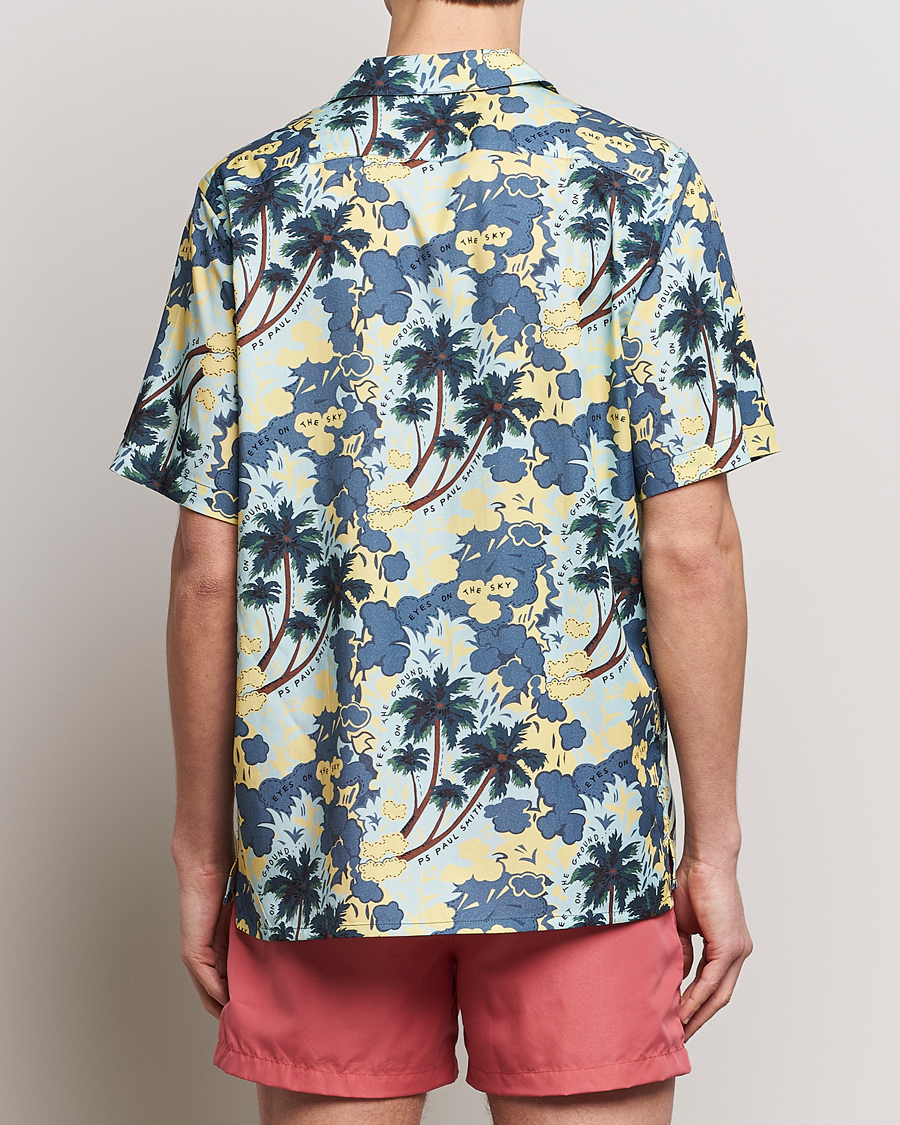 Uomini | Camicie | PS Paul Smith | Prined Flower Resort Short Sleeve Shirt Blue