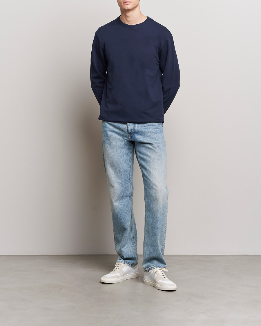 Uomini | Maglieria | Bread & Boxers | Loungewear Crew Neck Sweatshirt Navy Blue