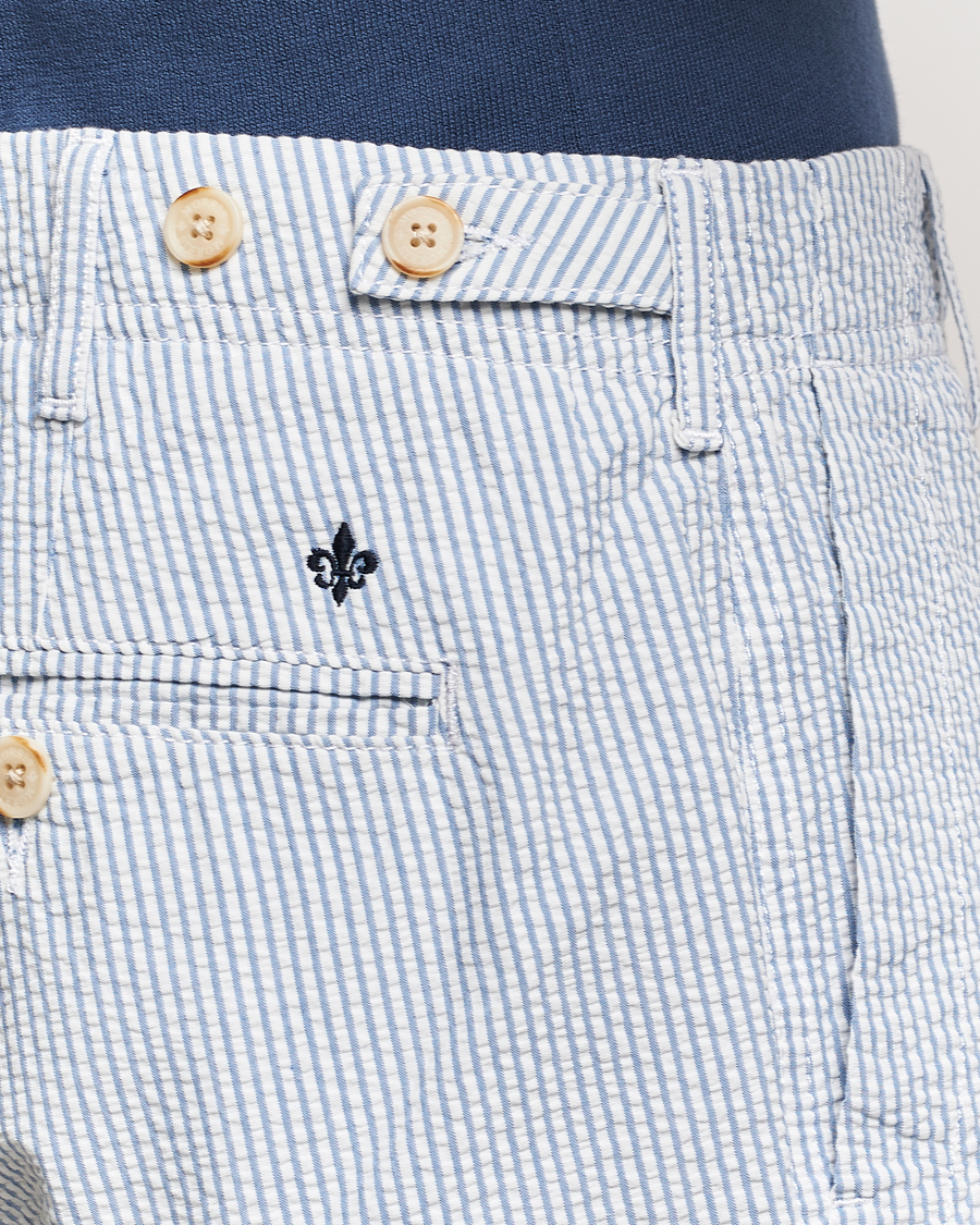 Uomini | Pantaloni | Morris | Seersucker Summer Slacks Light Blue