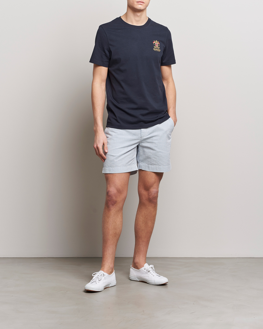 Uomini | Pantaloncini | Morris | Seersucker Summer Shorts Light Blue