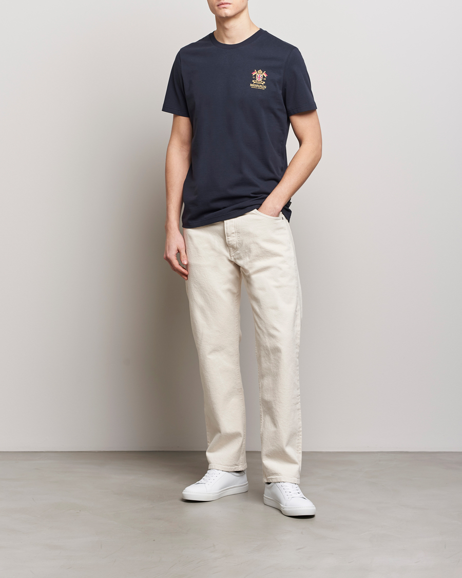 Uomini | T-shirt | Morris | Crew Neck Cotton T-Shirt Old Blue