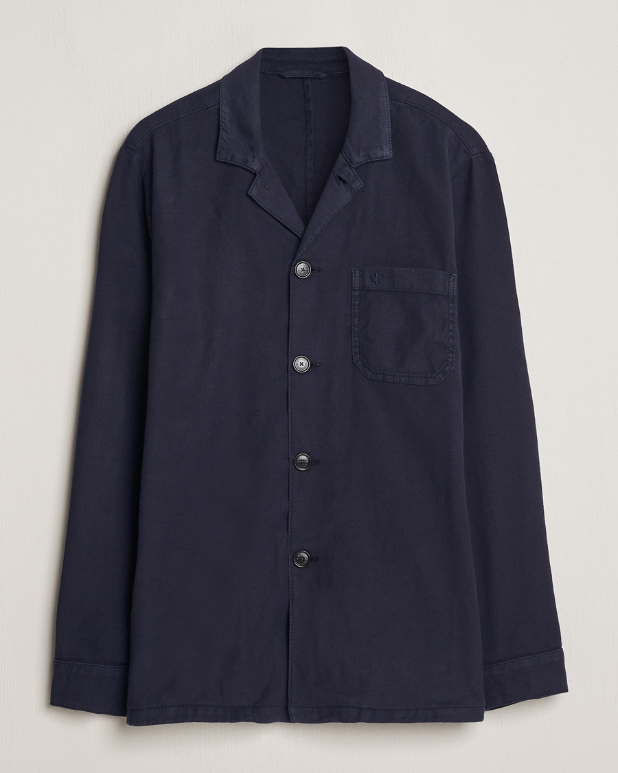 Uomini | Camicie | Morris | Linen Shirt Jacket Navy