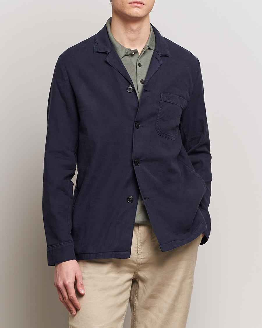 Uomini | Camicie | Morris | Linen Shirt Jacket Navy