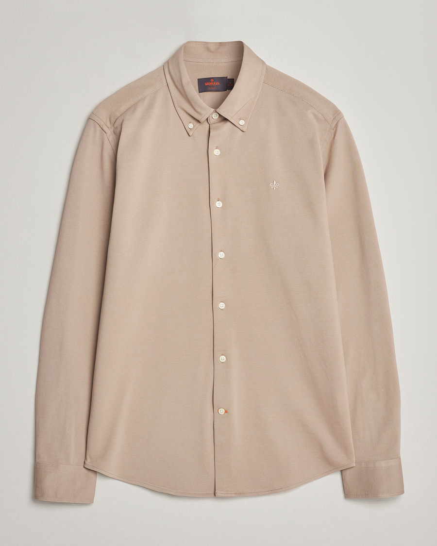 Uomini | Camicie | Morris | Eddie Slim Fit Pique Shirt Khaki