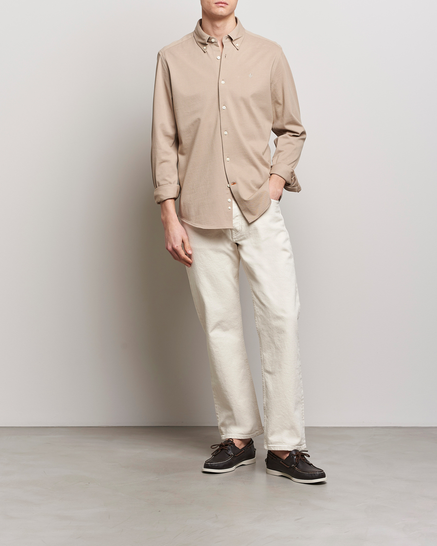 Uomini | Camicie | Morris | Eddie Slim Fit Pique Shirt Khaki