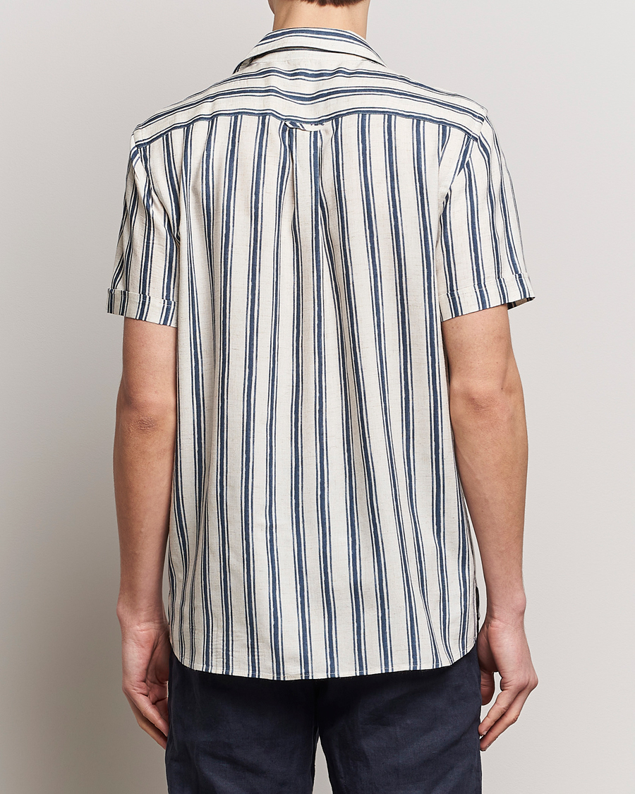Uomini | Camicie | Morris | Printed Short Sleeve Shirt Navy/Beige