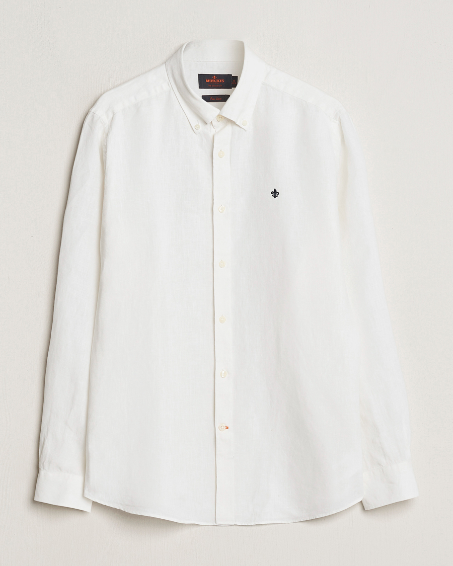 Uomini | Camicie | Morris | Douglas Linen Button Down Shirt White