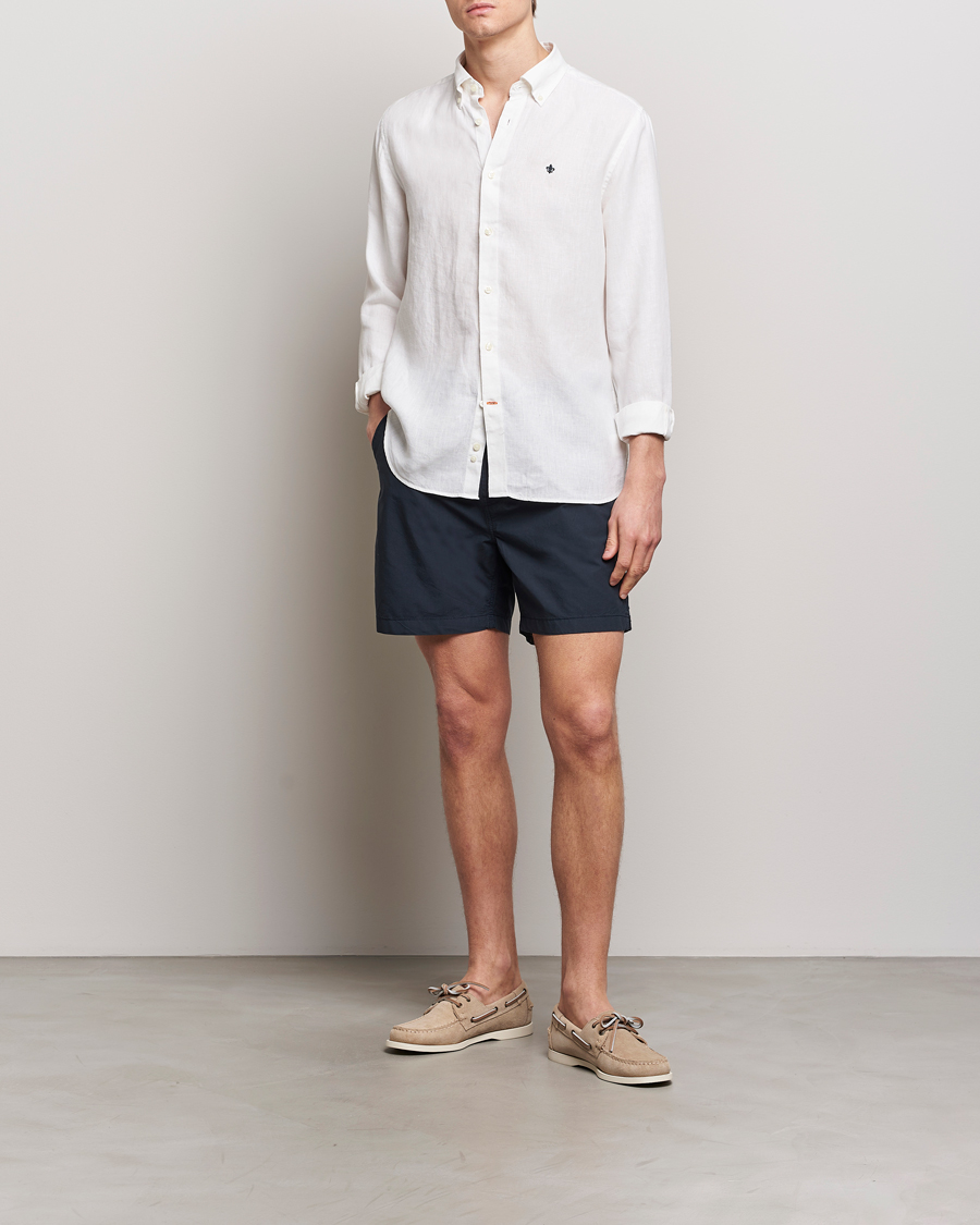 Uomini | Camicie | Morris | Douglas Linen Button Down Shirt White