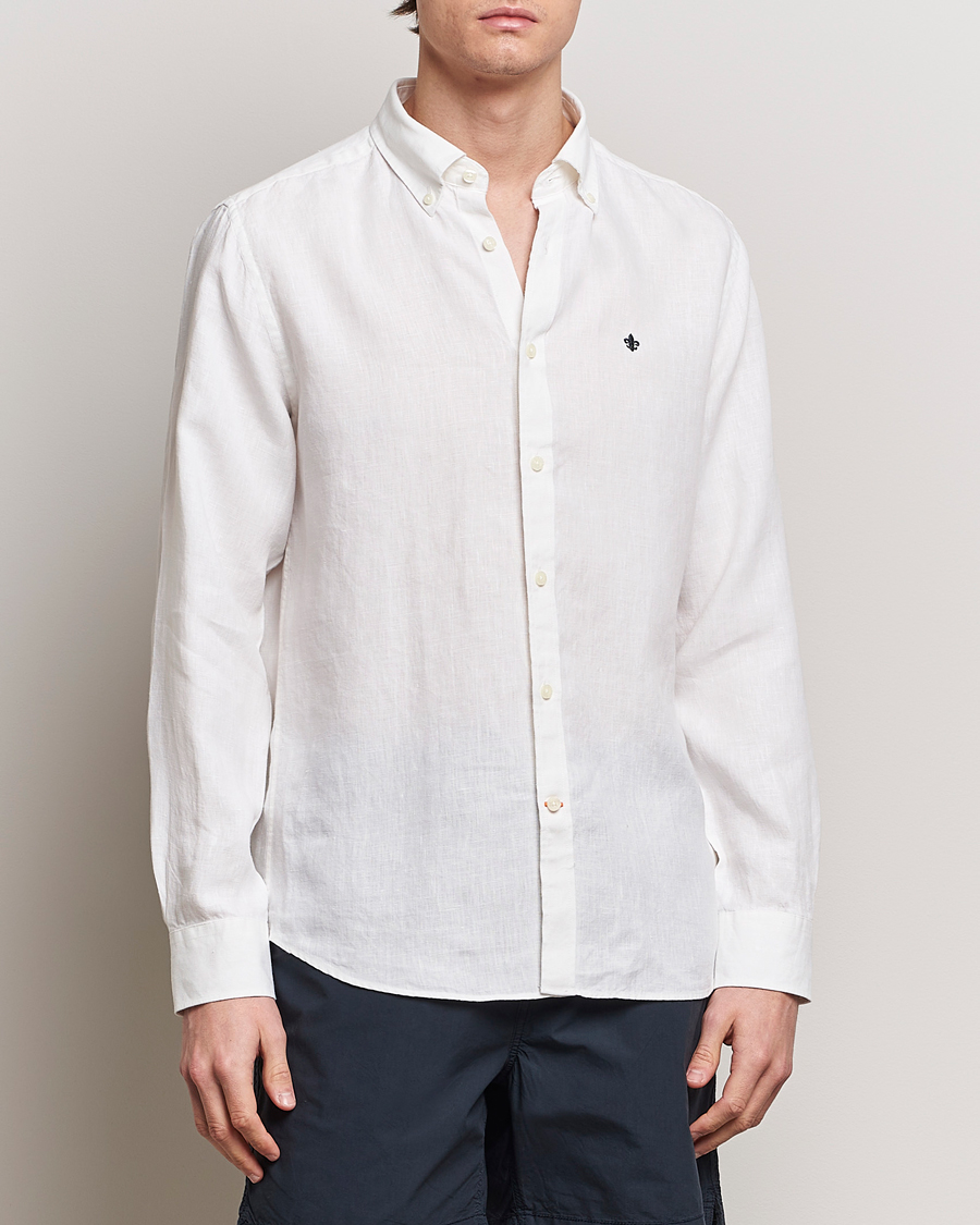 Uomini | Camicie | Morris | Douglas Linen Button Down Shirt White