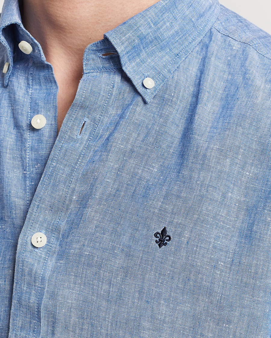 Uomini | Camicie | Morris | Douglas Linen Button Down Shirt Blue