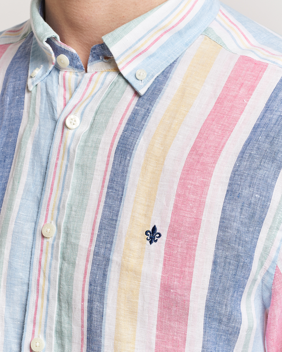 Uomini | Camicie | Morris | Happy Linen Stripe Shirt Light Blue