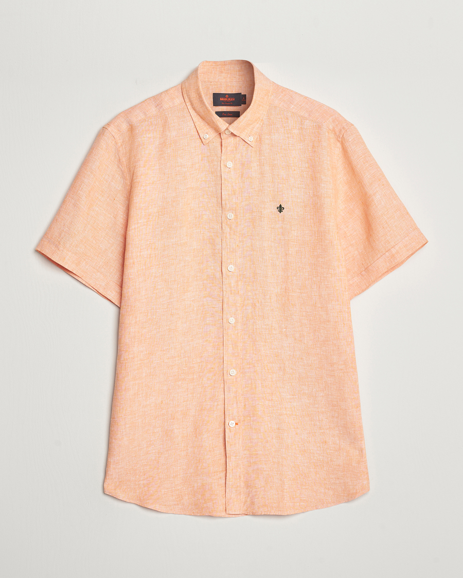 Uomini | Camicie | Morris | Douglas Linen Short Sleeve Shirt Orange