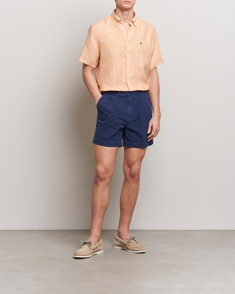Uomini | Camicie | Morris | Douglas Linen Short Sleeve Shirt Orange