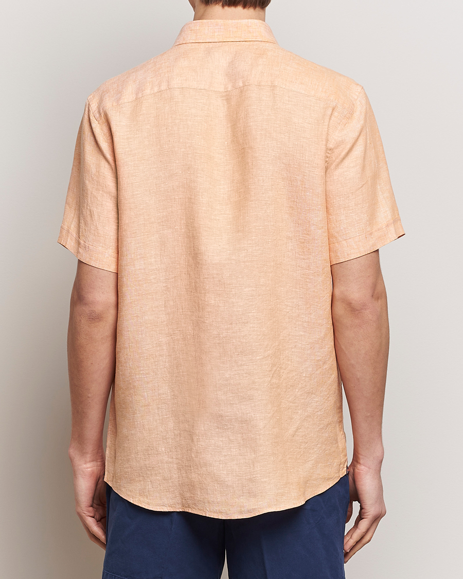 Uomini | Camicie | Morris | Douglas Linen Short Sleeve Shirt Orange