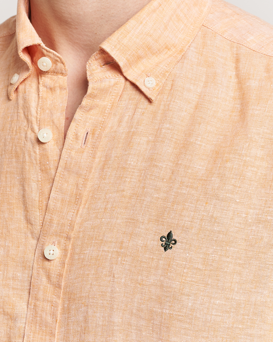 Uomini | Camicie | Morris | Douglas Linen Short Sleeve Shirt Orange