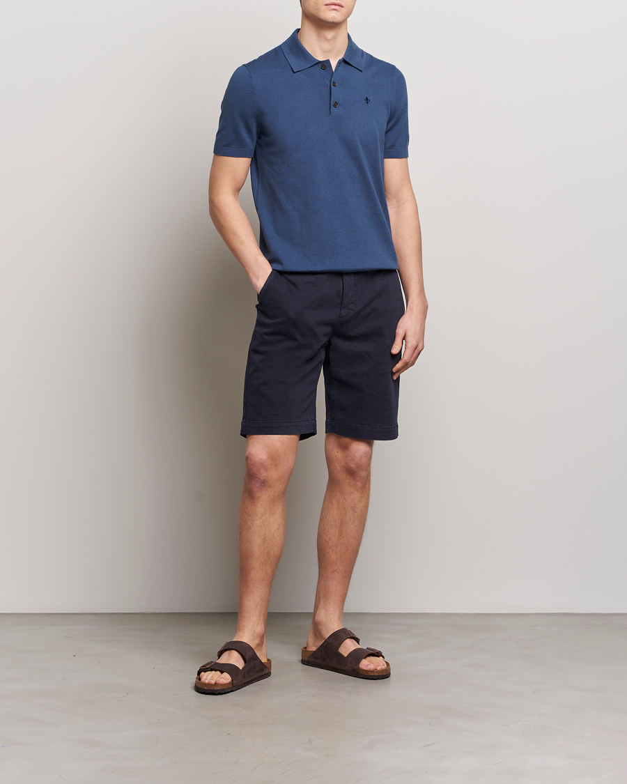 Uomini | Maglieria | Morris | Cenric Cotton Knitted Short Sleeve Polo Navy