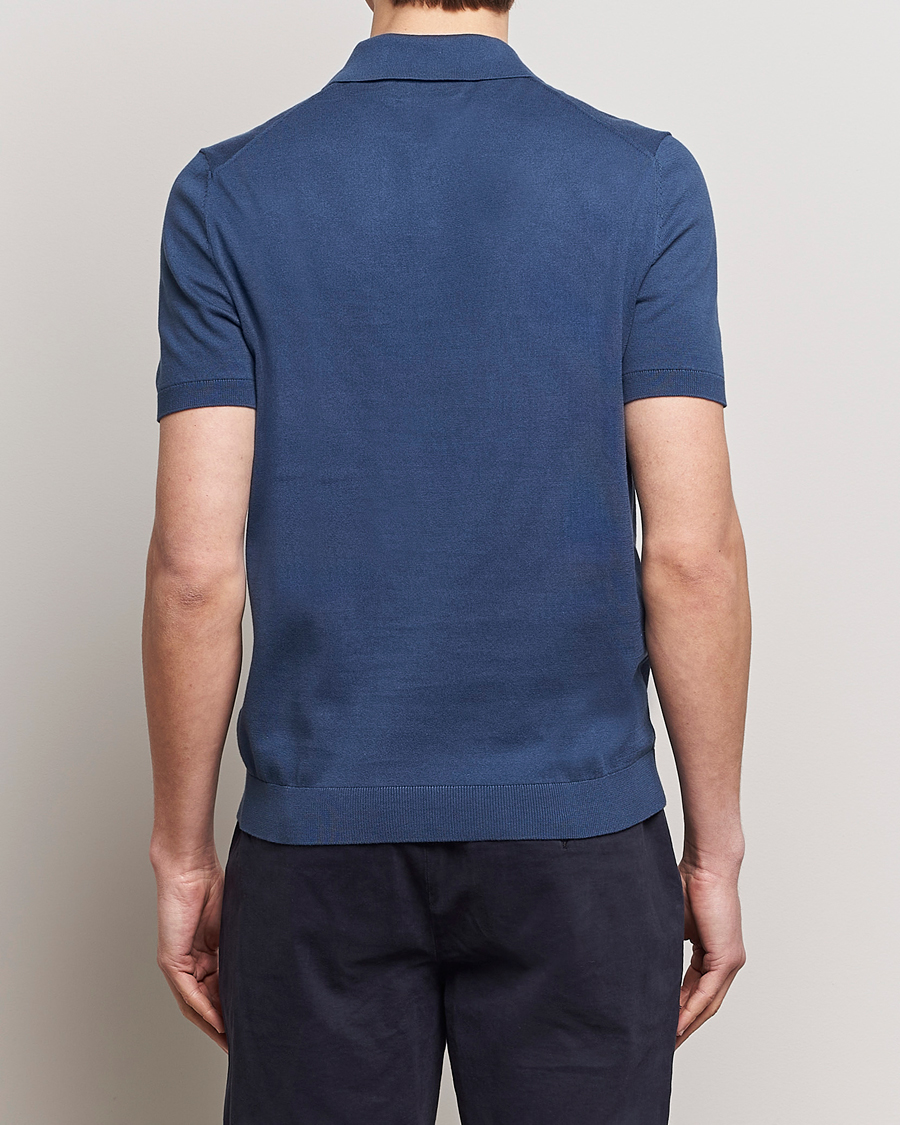 Uomini | Maglieria | Morris | Cenric Cotton Knitted Short Sleeve Polo Navy