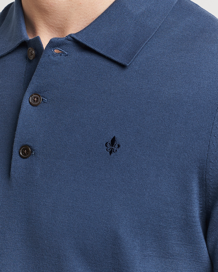 Uomini | Maglieria | Morris | Cenric Cotton Knitted Short Sleeve Polo Navy