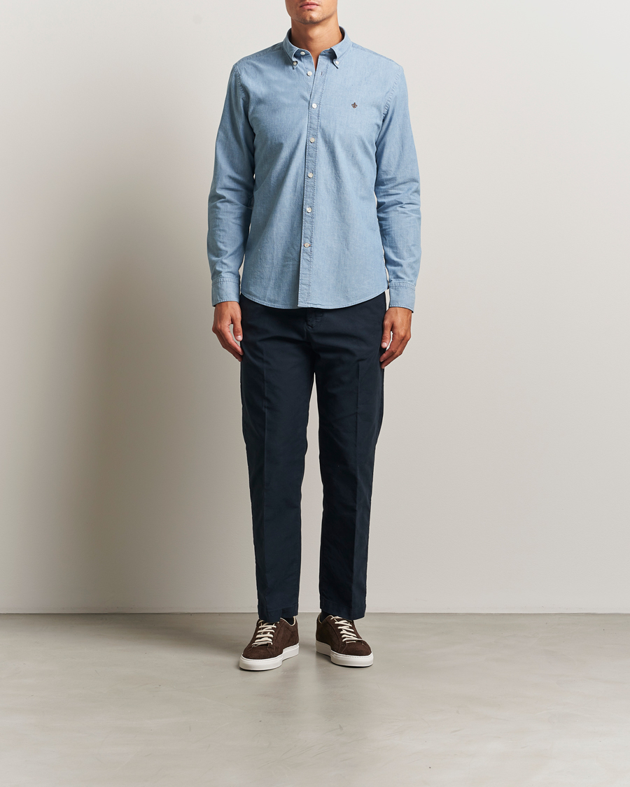 Uomini | Camicie | Morris | Slim Fit Chambray Shirt Blue