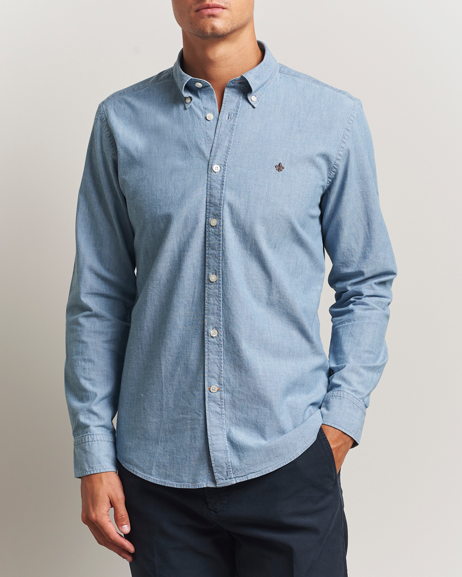 Uomini | Camicie | Morris | Slim Fit Chambray Shirt Blue