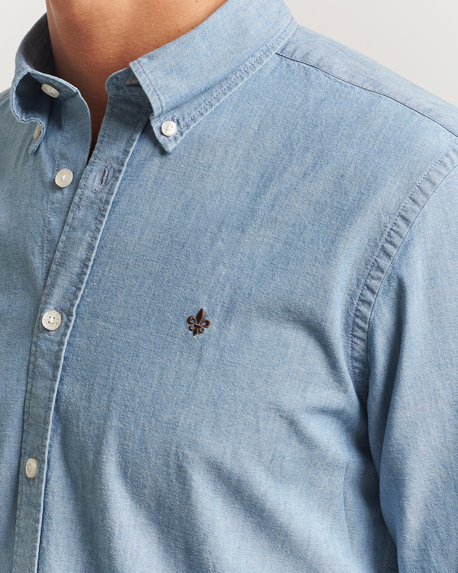 Uomini | Camicie | Morris | Slim Fit Chambray Shirt Blue