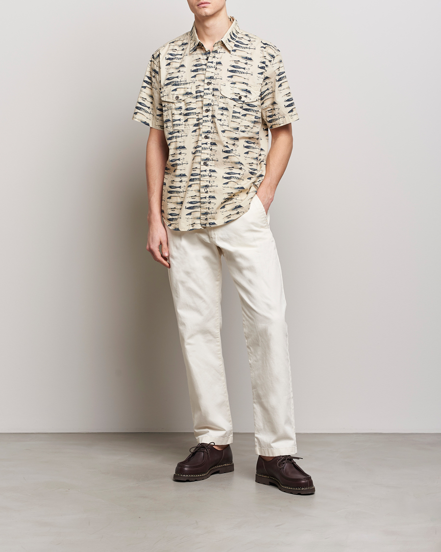 Uomini | Camicie | Filson | Washed Short Sleeve Feather Cloth Shirt Natural
