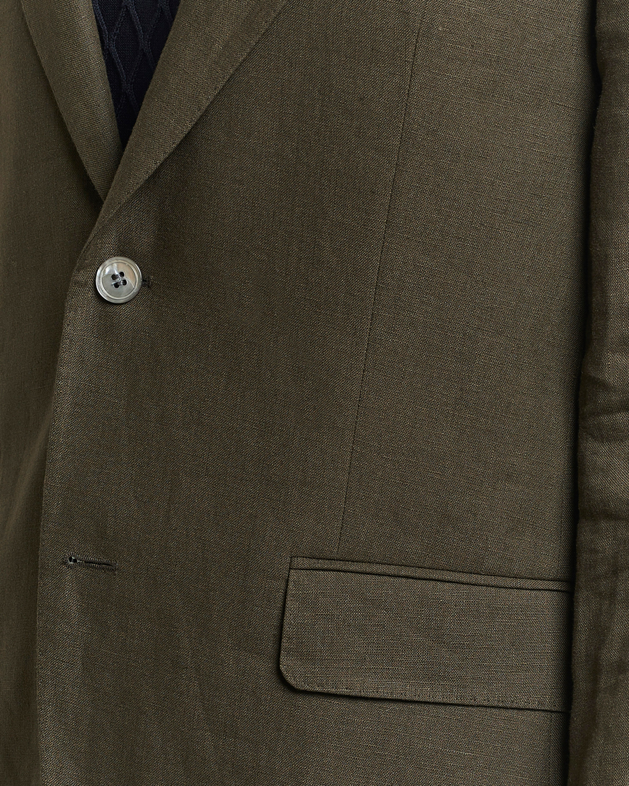 Uomini | Blazers | Oscar Jacobson | Fogerty Linen Blazer Olive