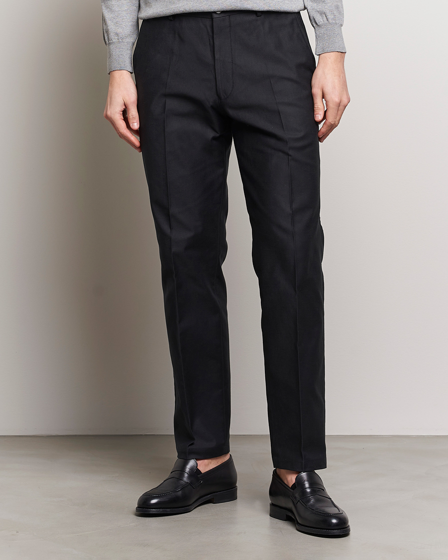 Uomini | Pantaloni | Oscar Jacobson | Decker Cotton Trousers Black
