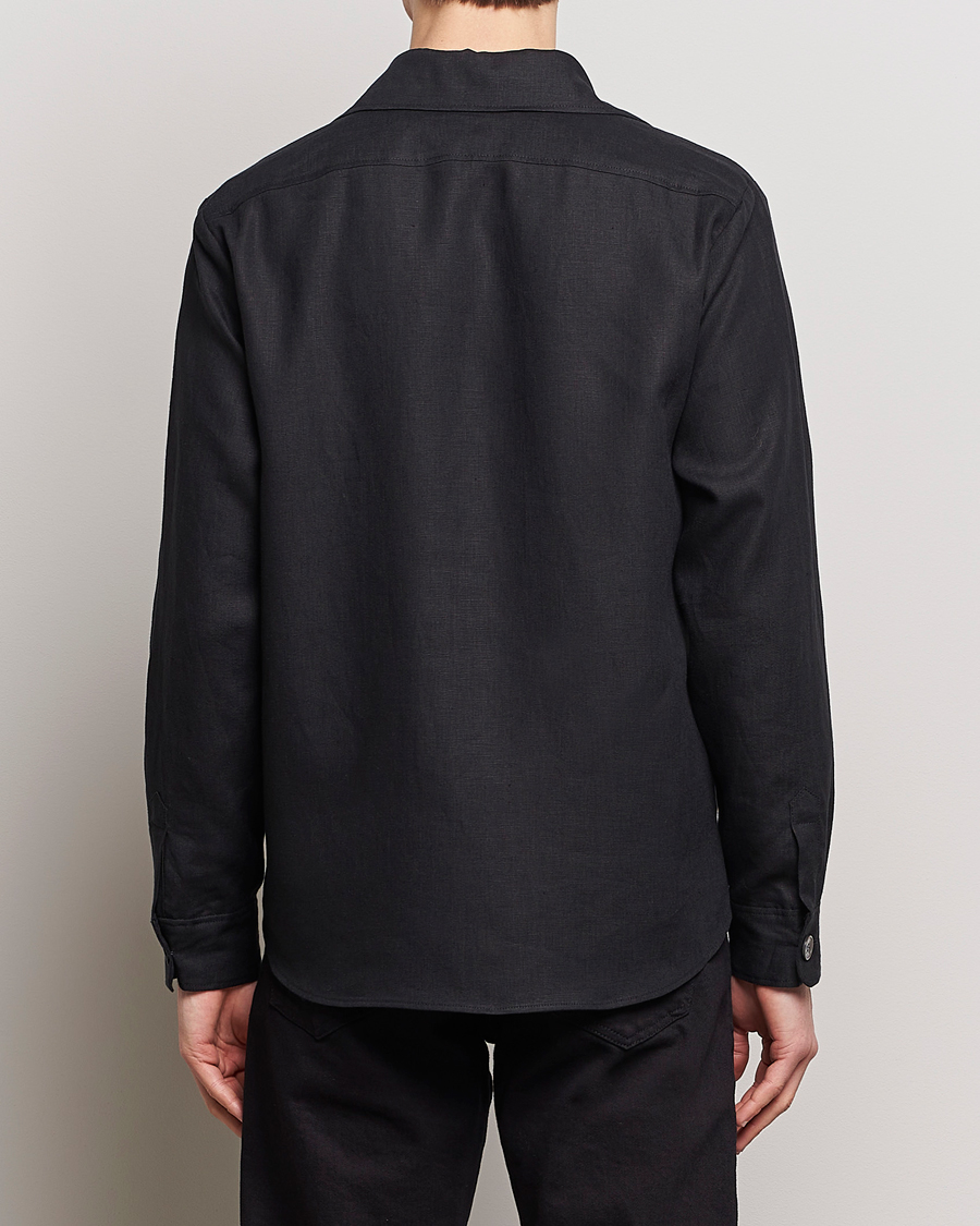 Uomini | Camicie | Oscar Jacobson | Maverick Linen Shirt Jacket Black