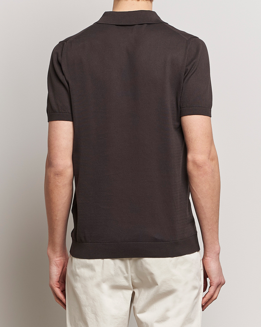 Uomini | Polo | Oscar Jacobson | Otto Short Sleeve Zip Polo Brown
