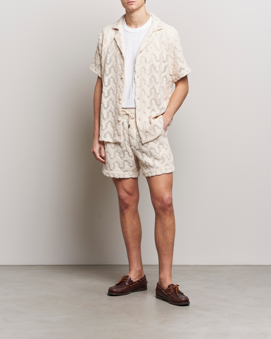 Uomini | Pantaloncini | OAS | Atlas Cuba Crochet Shorts Off White