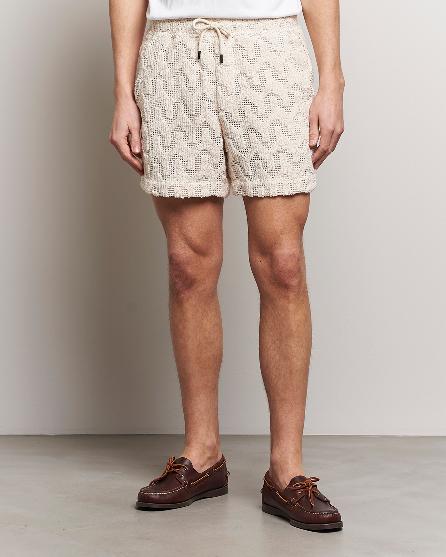 Uomini | Pantaloncini | OAS | Atlas Cuba Crochet Shorts Off White
