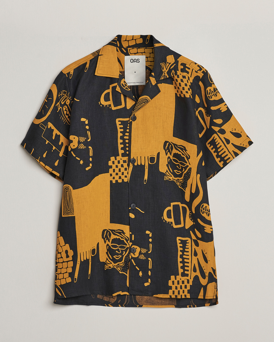 Uomini | Camicie | OAS | Short Sleeve Cuba Linen Shirt Krispy Night