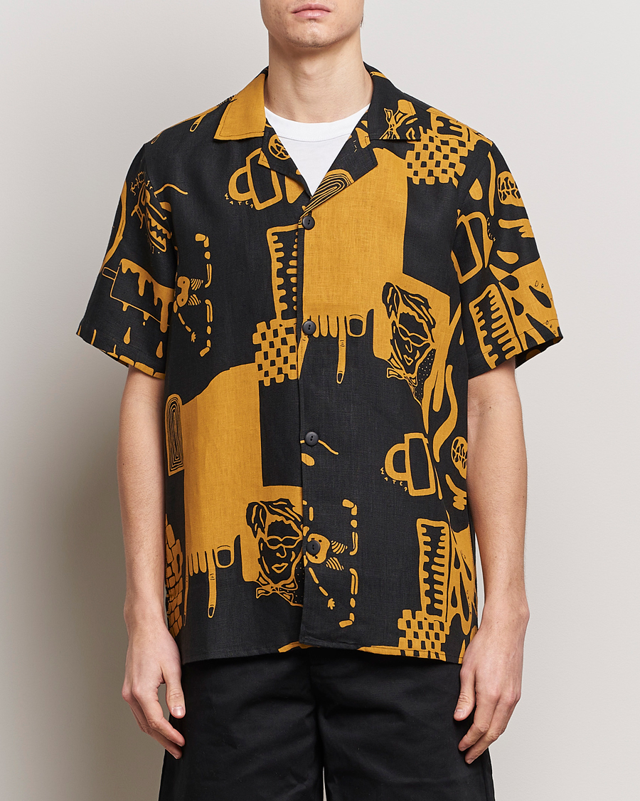 Uomini | Camicie | OAS | Short Sleeve Cuba Linen Shirt Krispy Night