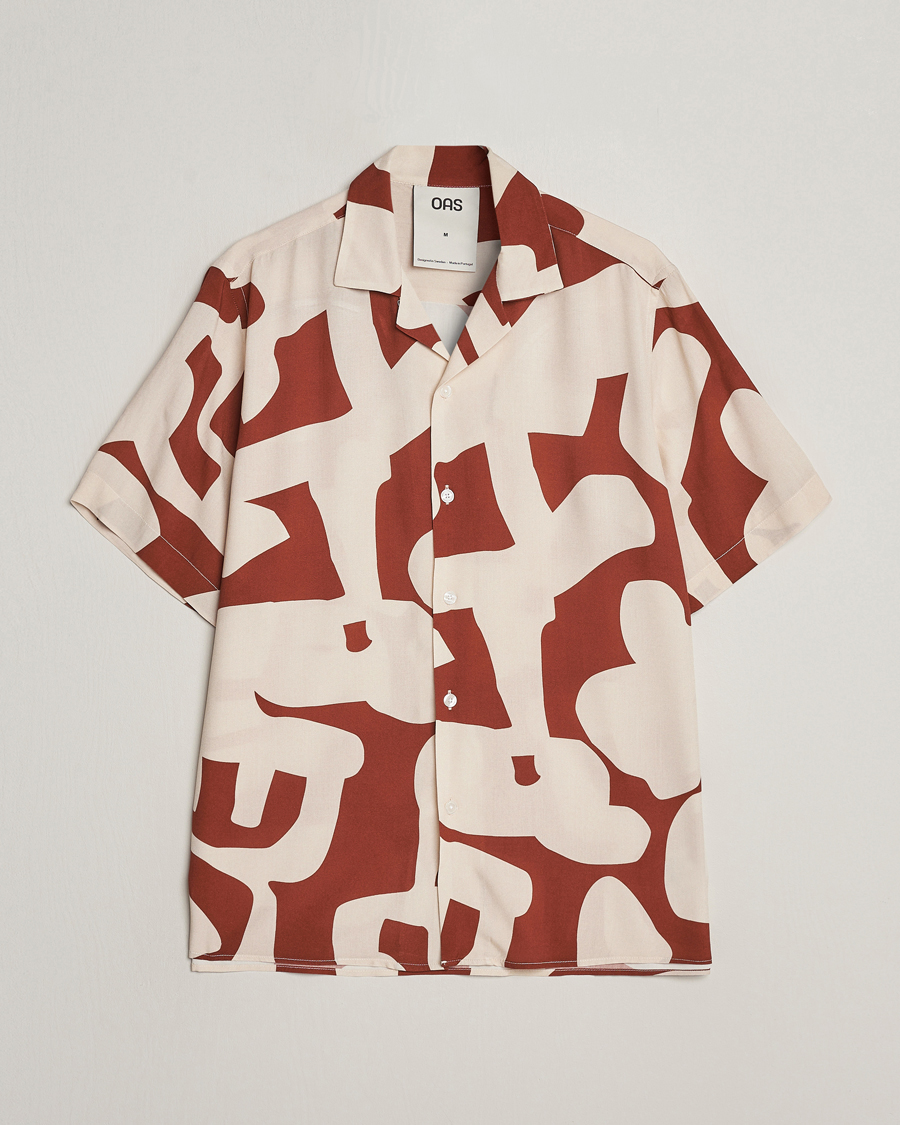Uomini | Camicie | OAS | Viscose Resort Short Sleeve Shirt Russet Puzzlotec