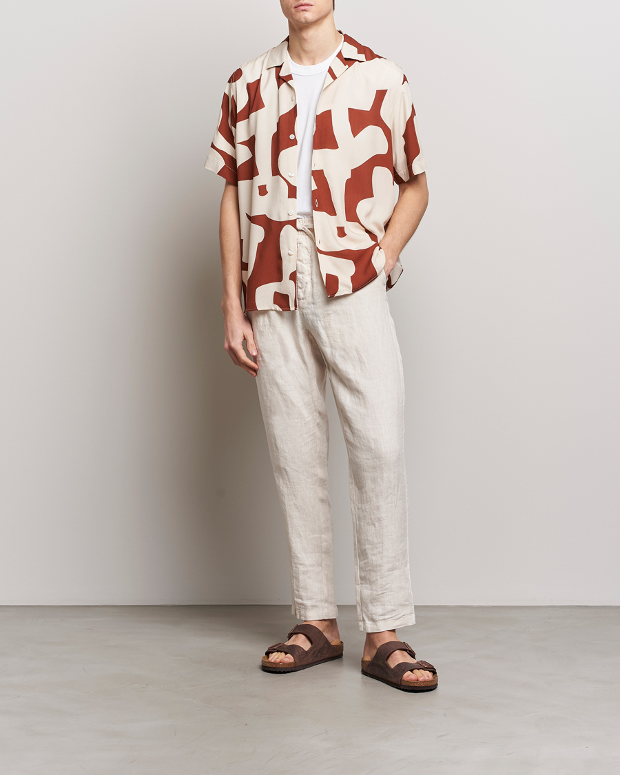 Uomini | Camicie | OAS | Viscose Resort Short Sleeve Shirt Russet Puzzlotec