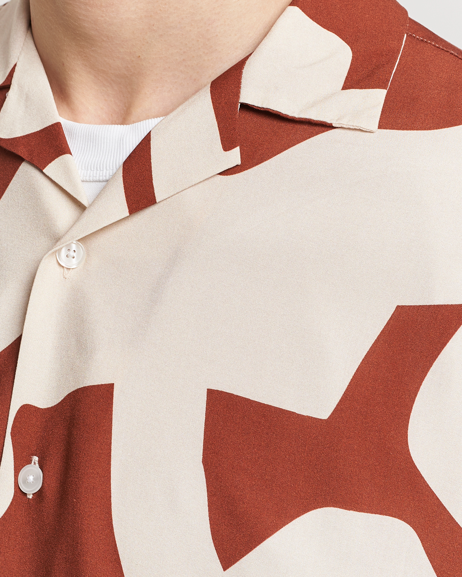 Uomini | Camicie | OAS | Viscose Resort Short Sleeve Shirt Russet Puzzlotec