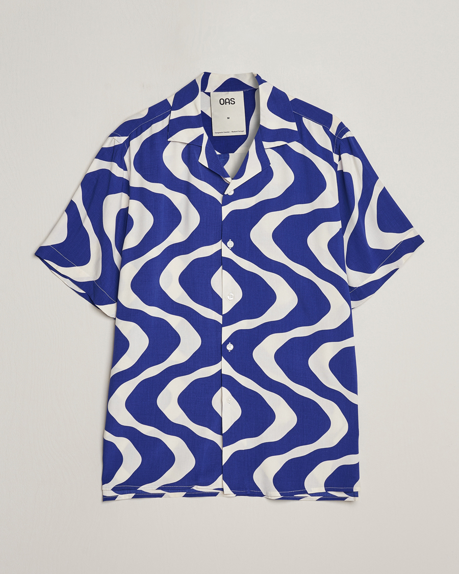 Uomini | Camicie | OAS | Viscose Resort Short Sleeve Shirt Blue Rippling