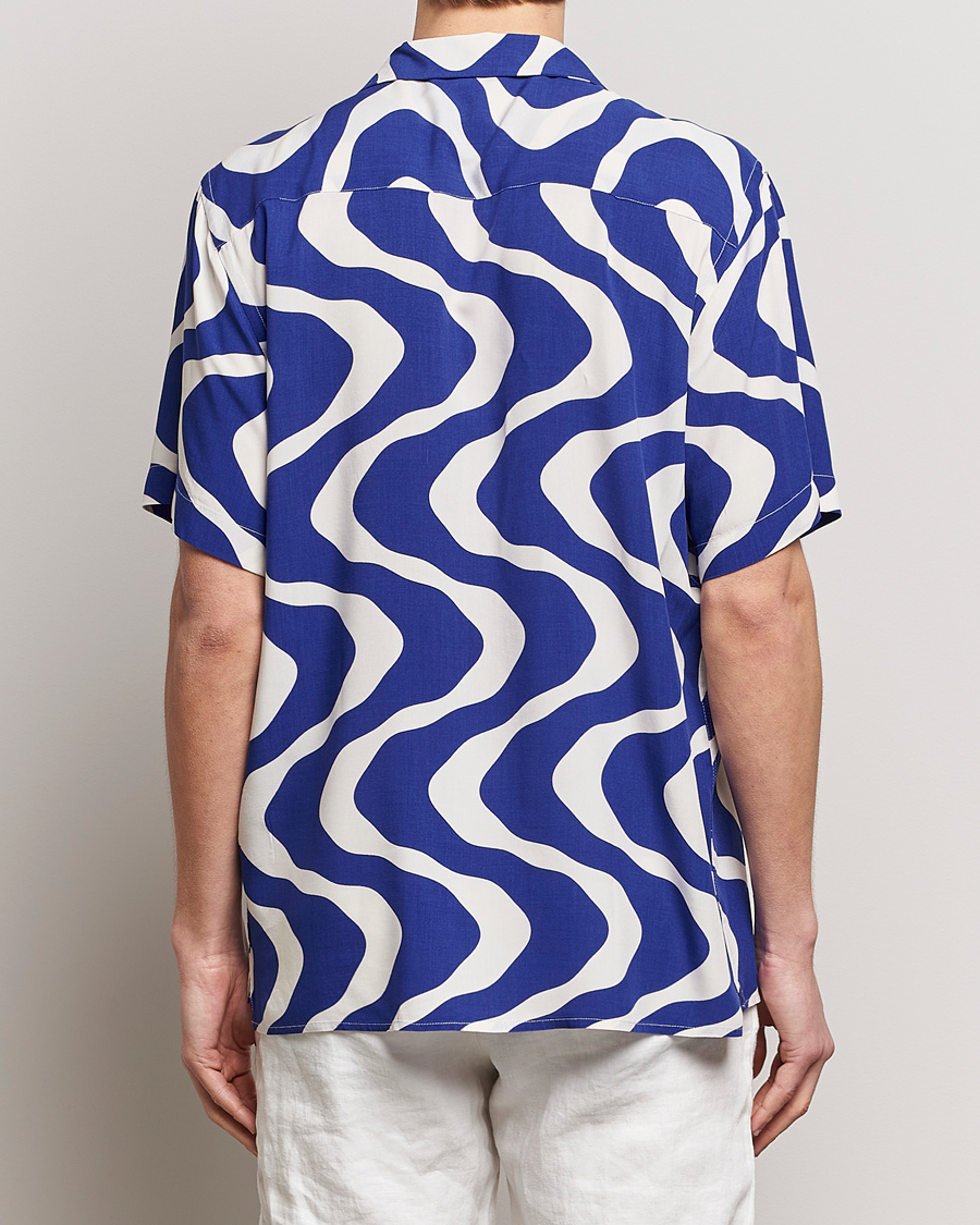 Uomini | Camicie | OAS | Viscose Resort Short Sleeve Shirt Blue Rippling