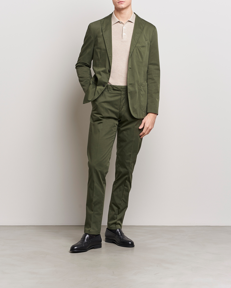 Uomini | Abiti | Boglioli | K Jacket Cotton Satin Suit Forest Green