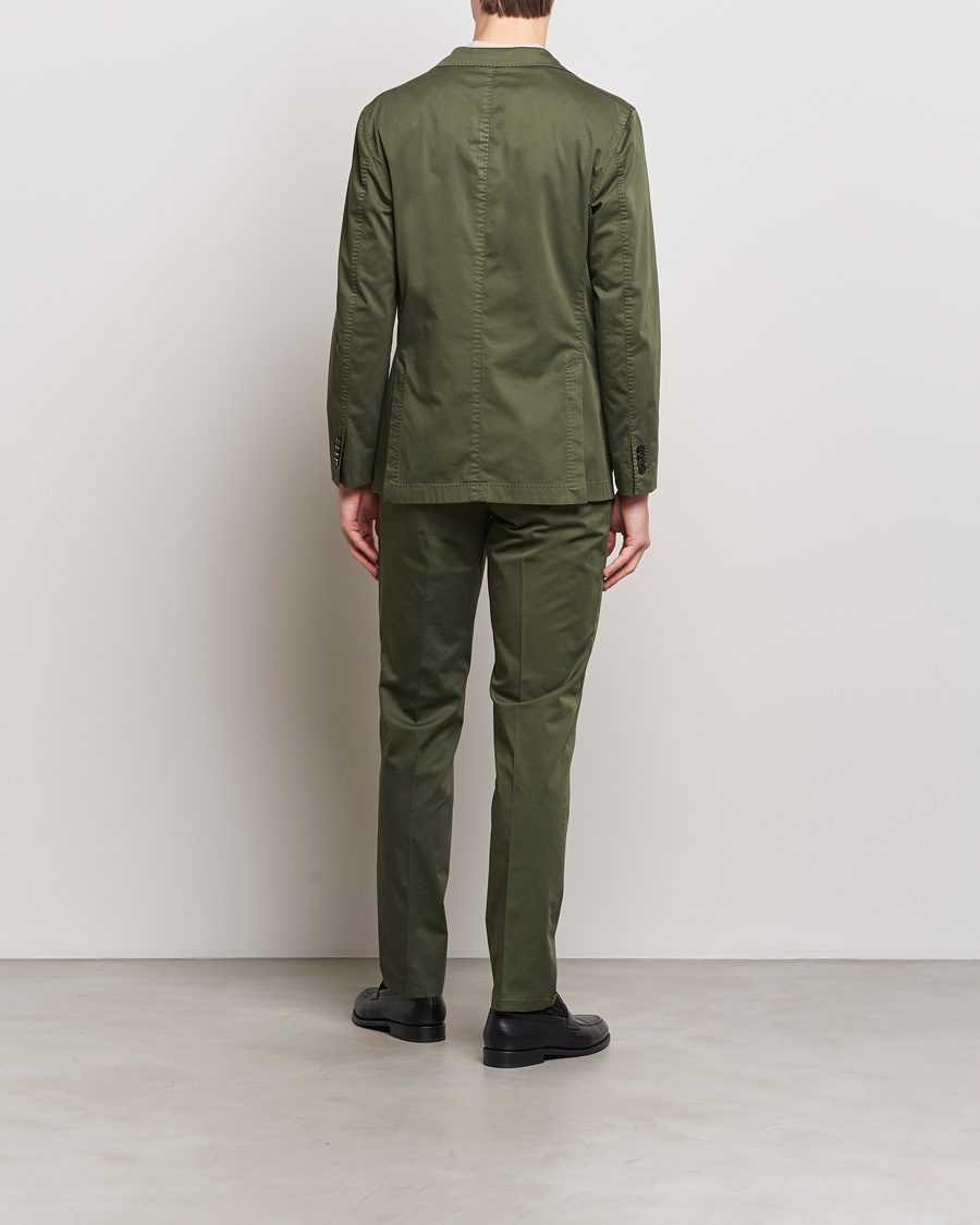 Uomini | Abiti | Boglioli | K Jacket Cotton Satin Suit Forest Green