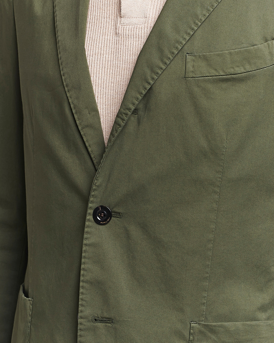 Uomini | Abiti | Boglioli | K Jacket Cotton Satin Suit Forest Green