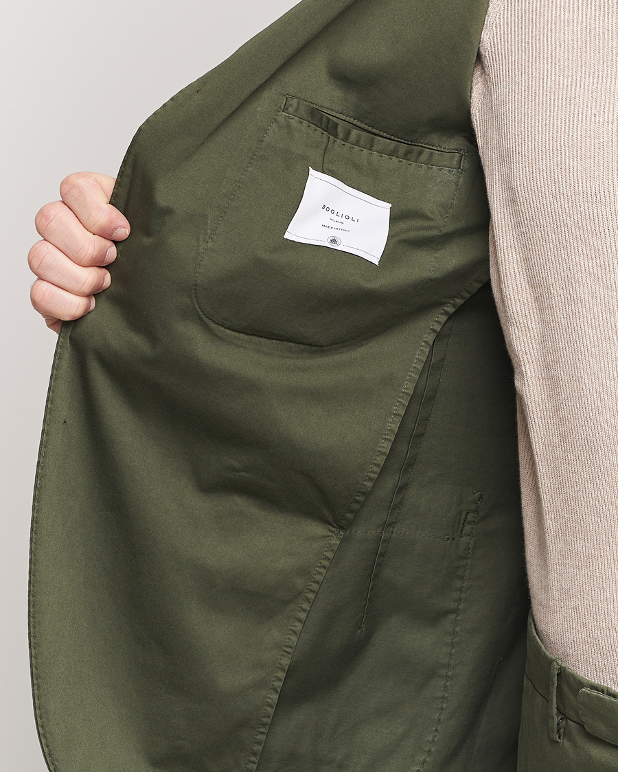 Uomini | Abiti | Boglioli | K Jacket Cotton Satin Suit Forest Green